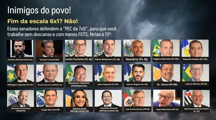 PEC da 7x0: quem são os senadores que querem aumentar a jornada e reduzir direitos
