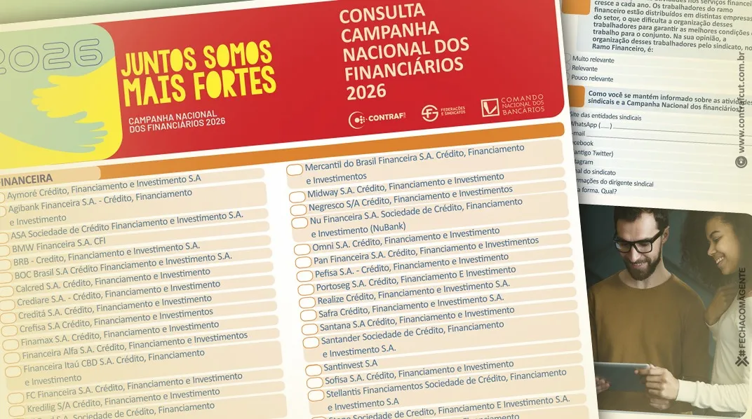 Consulta Nacional dos Financiários já está no ar. Aponte suas reivindicações para a Campanha 2026