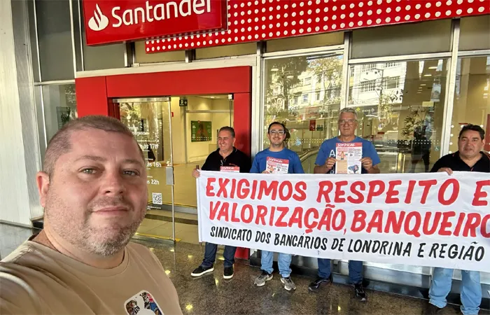 Sindicato mobiliza bancários do Santander em Londrina nesta quinta (8) por avanços nas negociações